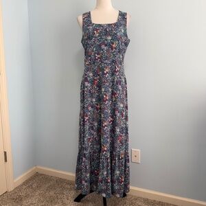 Lands End Women’s Sleeveless Floral Print Maxi Dress Size M